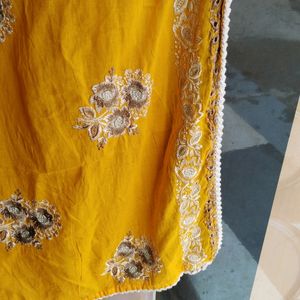 Rich Yellow Heavy Work Dupatta With border