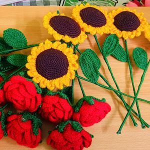 Crochet Rose, Sunflower And Tulips