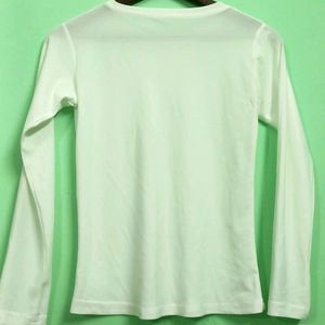 White Full Sleeves Semi Transparent Top