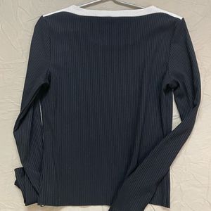 Rib Knit Black Full Sleeve Top