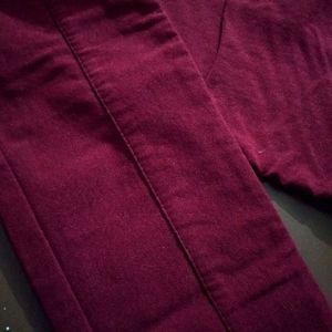 Maroon Velvet Kind Of Cloth JEANS