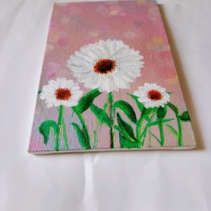 DAISY FLOWER Painting Canvas board (HANDMADE)