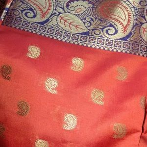 Banarasi Silk Saree Coral