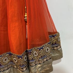 Orange And Purple Lehenga