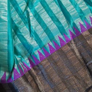 Sea Green Saree With Attractive Border