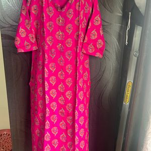 Pink Straight Kurta - S