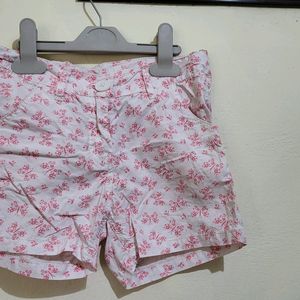 Pink Cotton Shorts For Girls