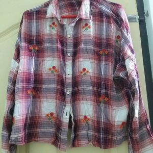 Sbuys Embroidered Check Shirt