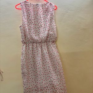 Pink And White Frock Mid Length