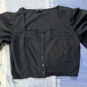 Carlton London Black Victorian Blouson Top