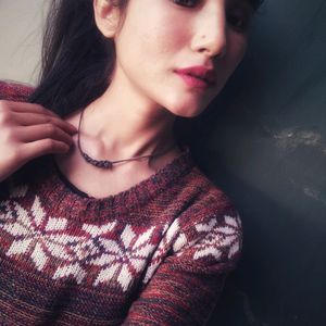 Brown Printed Sweater