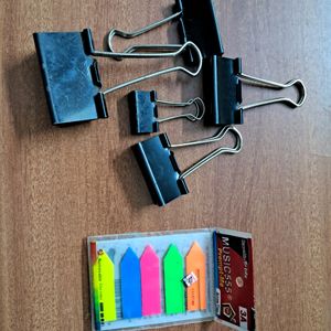 Binder Clips(Pack Of 4) And Arrow Flags(1.3*4.5mm)(2.5*5=125 Sheets)