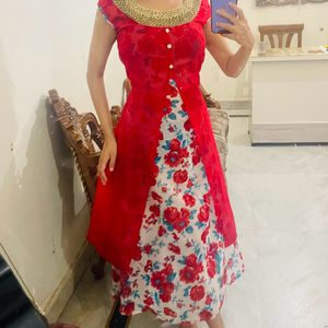 Navratri Red Floral Kurti 😍