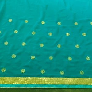 Georgette Cyan Colour Saree 💙