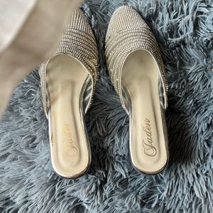 Silver Rhinestone mules