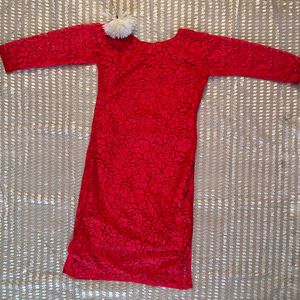 Red Net Kurta