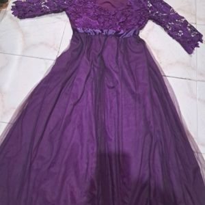 Purple Lace Net Gown