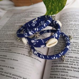 Indigo Fabric Ghungroo Bangles Set ✨