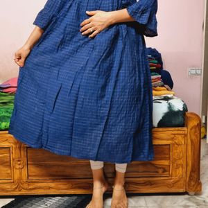 Blue Kurti With Jerry Work