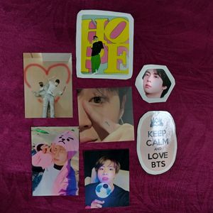 4 Photocards 3 Stickers Bts Jin Jimin Jungkook