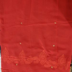 Embroidered Lace Saree With Stiched Blouse