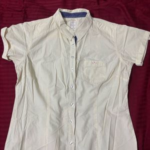 DNMX Light-Yellow Collared Shirt With Short Sleeve