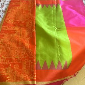 Beautiful And Elegant Multicolour Saree With Stich