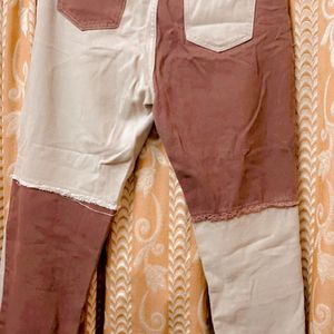 Shein Colour Block Patch Brown Jeans
