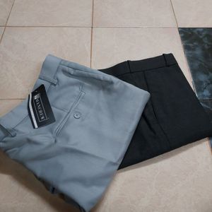 Black And Grey Formal Trousers Set