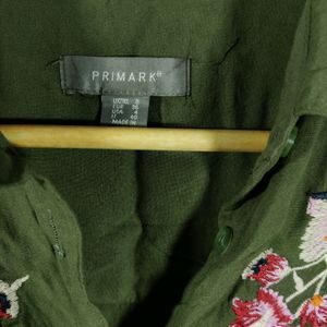 Primark Olive Green Buttons Down Shirt(Womens)