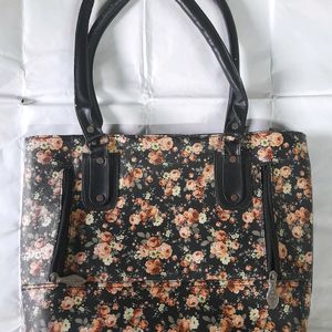 Black Floral Print Handbag 👜 Women Sling Hand Bag