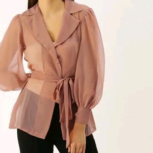 Sheer Shirt Style Party Wear Top