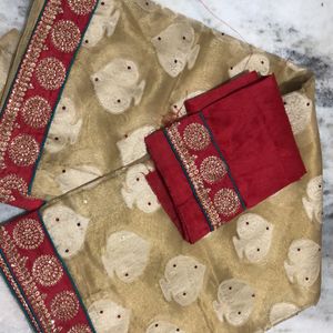 An Excellent Red&cream Saree