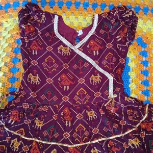 Beautiful Patola Printed Pure Cotton Baby Frock