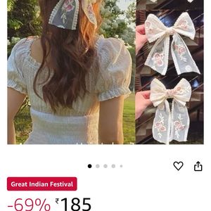 White Bow Hair Clip