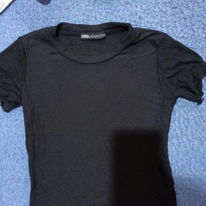 Black Zara Fitted Crop Top