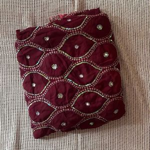 Maroon Heavy Saree With Stitched Blouse