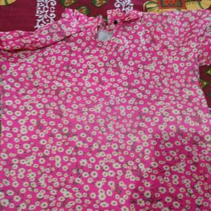 Pink Colour Flower Printed top