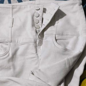 High Waist White Jeans For Sale - 32-34 Wais