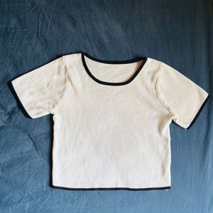 Round Neck White Crop Top