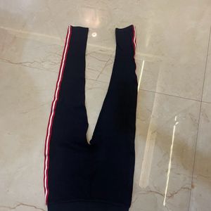 Red White Side Stripe Black Gym Pant