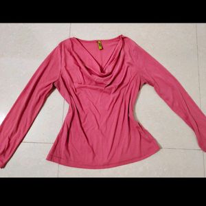 Pink Cowl Neck Top