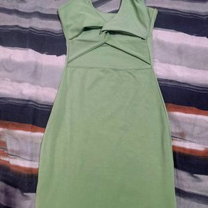 Light Green Slit Midi Party Dress