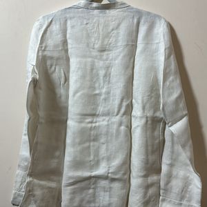 Pure Linen Branded White Shirt- New