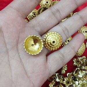 80 Pc Golden Cap Beads For Art