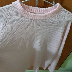 Woolen sweatshirt- Baby pink