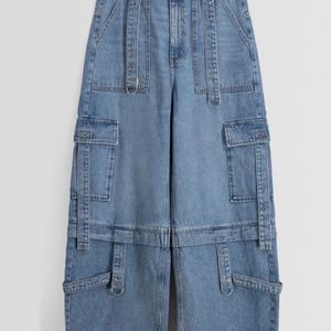 Multi-pocket Wide Leg Cargo Jeans