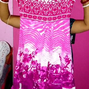 A White and Purple Mix Anarkali/Kurti.