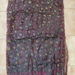 Brown Flower Design Saree