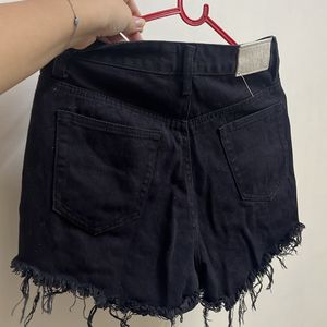 Distressed Black Denim Shorts Jeans